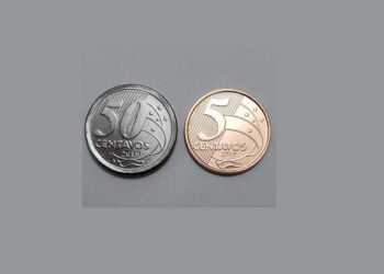 moeda de 5 e 50 centavos