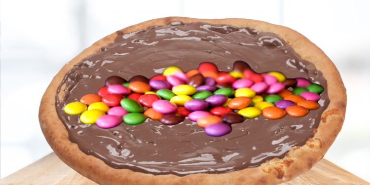 esfirra de chocolate com M&M's