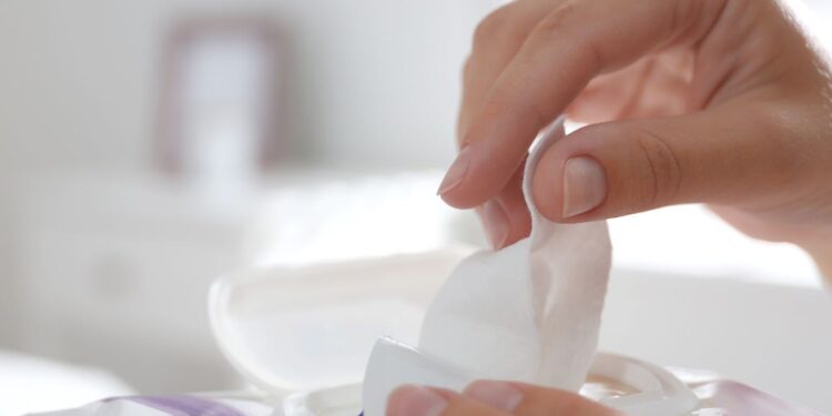 lencinho umedecido na máquina de lavar roupa