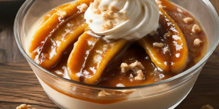 sobremesa de banana caramelizada gelada