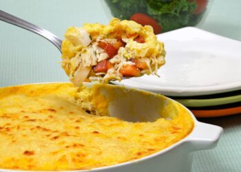 escondidinho de frango cremoso com bacon