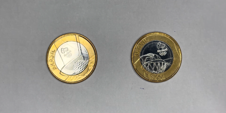 Moeda 1 real golfe e basquete