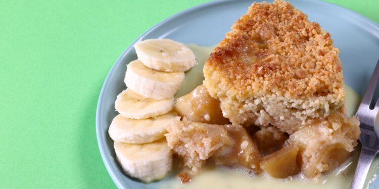 crumble de banana com doce de leite
