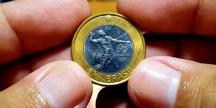 moeda das Olimpíadas com pequeno erro