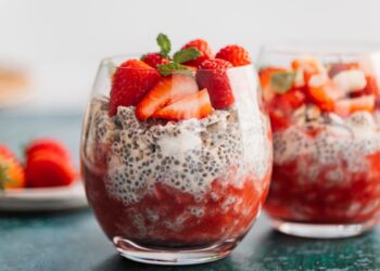 pudim de morango com chia