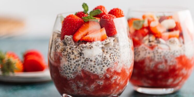 pudim de morango com chia