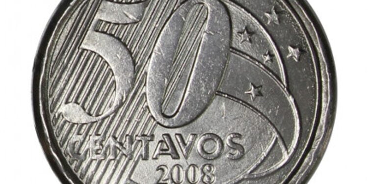 50 Centavos de 2008 com cunho quebrado