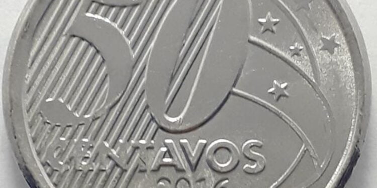 Defeito valioso na moeda de 50 centavos de 2016