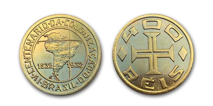 Moeda 400 Réis 1932 4° Centenário da Colonização Brasil