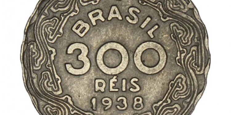 Moeda antiga de 300 réis valiosa