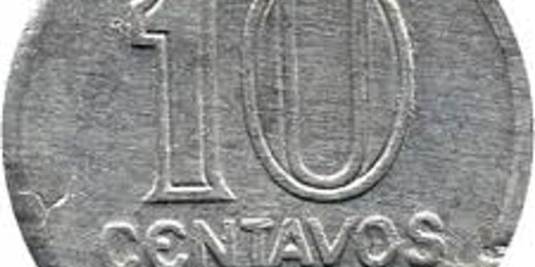Moeda de 10 centavos de baixa tiragem