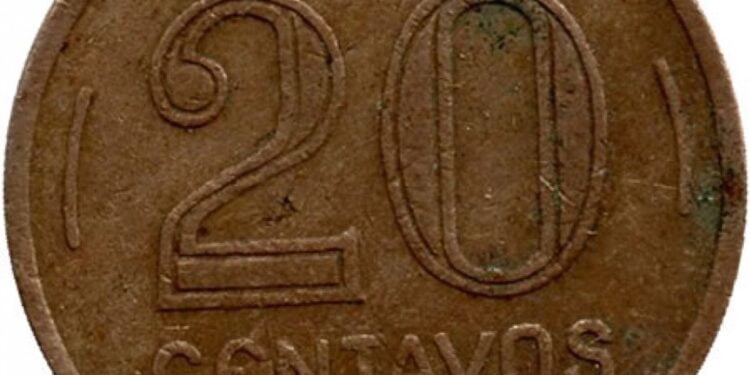 Moeda escassa de 20 centavos de 1942