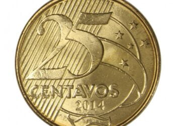 Moeda escassa de 25 centavos de 2014