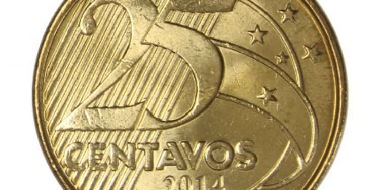 Moeda escassa de 25 centavos de 2014