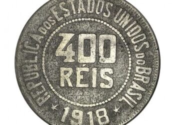 Moeda antiga valiosa de 400 réis