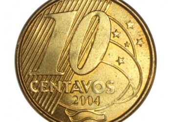 Moeda de 10 centavos de 2004 com defeito valioso